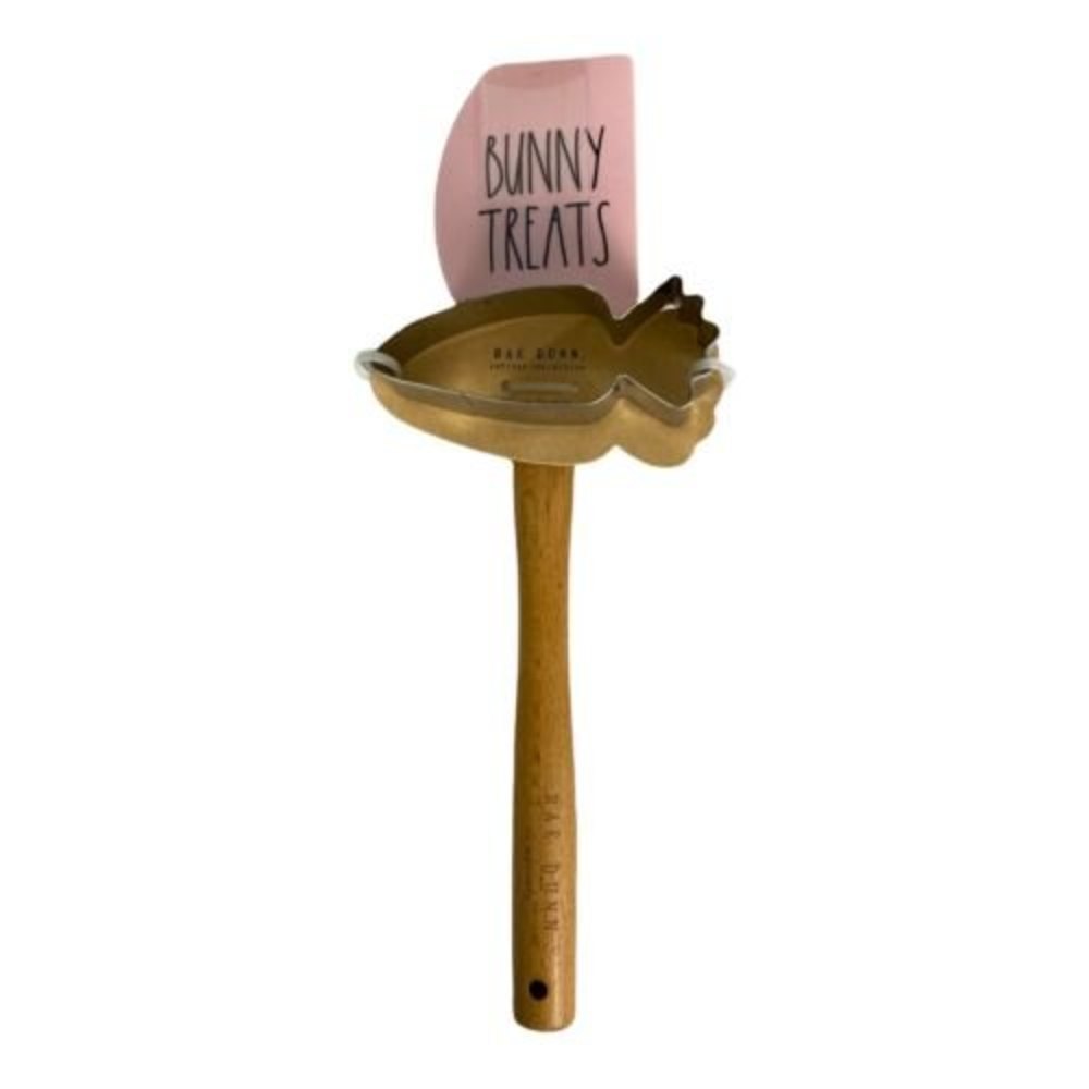 Rae Dunn Bunny Treats Spatula & Cookie Cutter Carrot Baking Easter Pink NEW